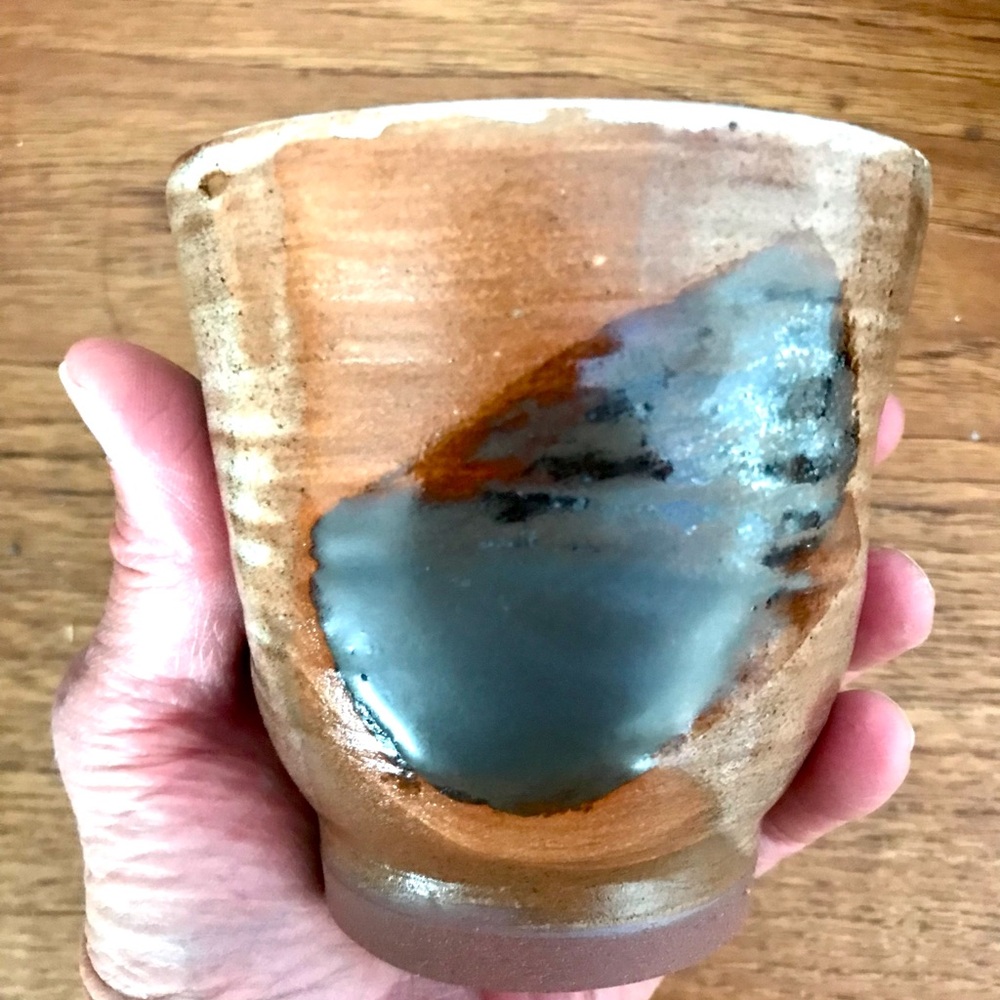Handmade Pottery-Wheel Thrown Ceramic Tumbler - Shino glazes.